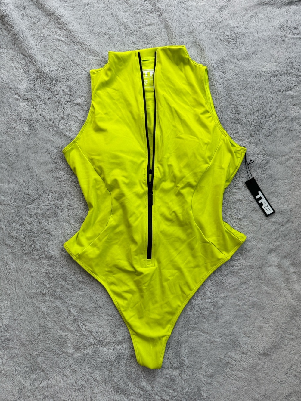 TA3 Sleeveless Surfy Thong Snatched Waist Corset Back Swimsuit Acid 2X Regular